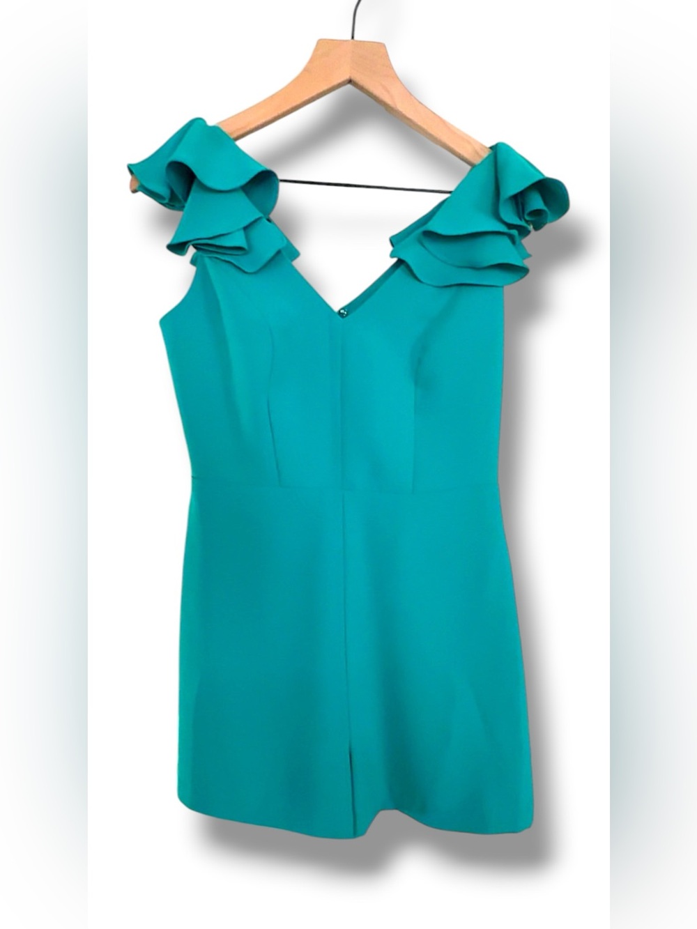 Amanda Uprichard Gimlet Short Teal Green Ruffled Sleeveless Romper Size Small